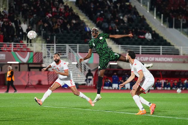 Victor James Osimhen (Nigeria) scores and celebrates his teams first goal during the Africa Cup Of Nations match between Tunisia and Nigeria at Fes Stadium on December 27, 2025 in Fes, Morocco. (Photo by Thor Wegner DeFodi Images) - *** Victor James Osimhen Nigeria scores and celebrates his teams first goal during the Africa Cup Of Nations match between Tunisia and Nigeria at Fes Stadium on December 27, 2025 in Fes, Morocco Photo by Thor Wegner DeFodi Images