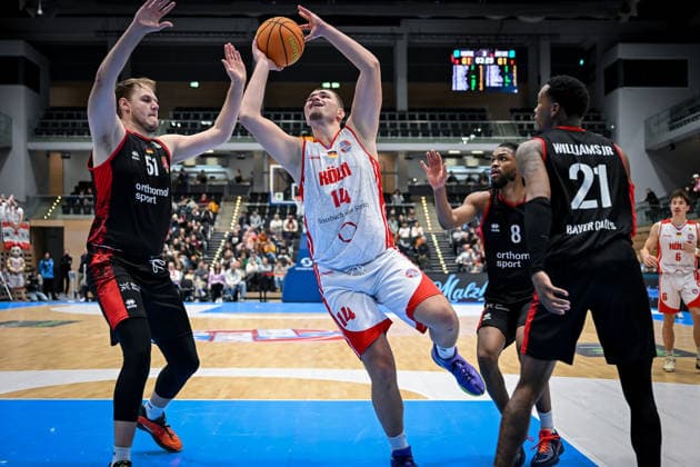 Barmer 2 Basketball Bundesliga ProA Rheinstars Köln vs Bayer Giants Leverkusen, 27 12 2025 Marko Cuvalo RheinStarsKöln 14 , Barmer 2 Basketball Bundesliga ProA Rheinstars Köln vs Bayer Giants Leverkusen on 27 12 2025 at the Castello Düsseldorf in Düsseldorf Nordrhein Westfalen Copyright: xBEAUTIFULxSPORTS Mueller-Laschetx