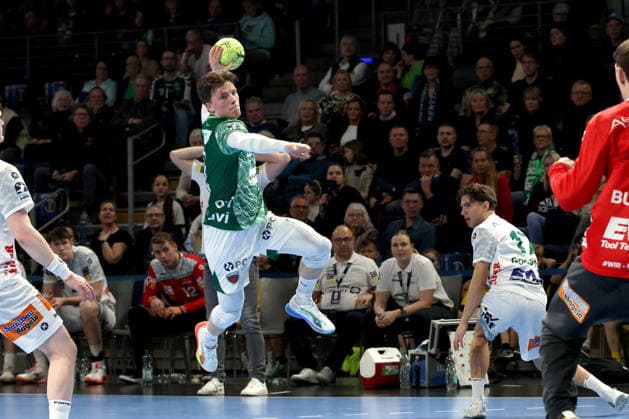 DEU, DHB, 1 HBL, Fuechse Berlin vs Frisch Auf Goeppingen, 27 12 2025, Max Schmeling Halle, Berlin, DEU, DHB, 1 HBL, Fuechse Berlin vs Frisch Auf Goeppingen, pictured Nils Lichtlein Fuechse Berlin 17 , nordphotoxGmbHx xEngler nph00076