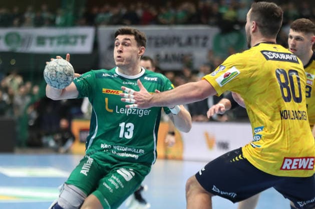 Handball DAIKIN HBL, SC DHfK Leipzig Rhein Neckar Löwen 27 12 2025 Matej Klima 13, SC DHfK Leipzig Handball, DAIKIN HBL, 1 Bundesliga, Season 2025 2026, Matchday 19 SC DHfK Leipzig vs Rhein Neckar Löwen on 27 12 2025 at the Quarterback Immobilien Arena Leipzig Copyright: xBEAUTIFULxSPORTS JanxKaeferx