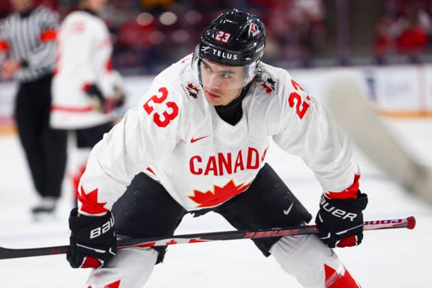 December 27, 2025, Minneapolis, Minnesota, United States: Canada forward SAM O REILLY (23) prepares for a face-off. Canada and Latvia faced off in the opening round of the IIHF World Junior Championship on December 27th. Canada was victorious, winning 2-1 in overtime. Minneapolis United States - ZUMAt166 20251227_zsp_t166_010 Copyright: xMichaelxTurnerx