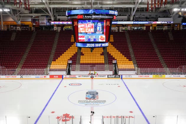 December 27, 2025, Minneapolis, Minnesota, United States: A view of the ice before SaturdayÃ¢â‚¬â ¢s first match between Canada and Latvia. Canada and Latvia faced off in the opening round of the IIHF World Junior Championship on December 27th. Canada was victorious, winning 2-1 in overtime. Minneapolis United States - ZUMAt166 20251227_zsp_t166_013 Copyright: xMichaelxTurnerx