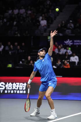 SHENZHEN, CHINA - DECEMBER 28: Valentin Vacherot of Monaco returns a shot in the Men s Singles match against Zhang Zhizhen of China on day 3 of the 2025 World Tennis Continental Cup at Shenzhen Universiade Center on December 28, 2025 in Shenzhen, Guangdong Province of China.  Copyright: xVCGx 111612320691
