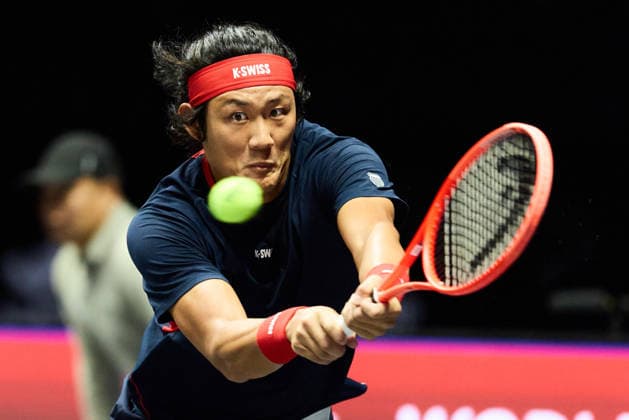 SHENZHEN, CHINA - DECEMBER 28: Zhang Zhizhen of China returns a shot in the Men s Singles match against Valentin Vacherot of Monaco on day 3 of the 2025 World Tennis Continental Cup at Shenzhen Universiade Center on December 28, 2025 in Shenzhen, Guangdong Province of China.  Copyright: xVCGx 111612311457