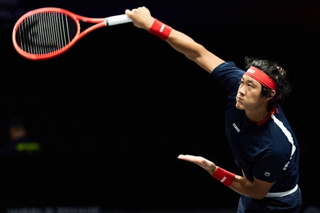 SHENZHEN, CHINA - DECEMBER 28: Zhang Zhizhen of China returns a shot in the Men s Singles match against Valentin Vacherot of Monaco on day 3 of the 2025 World Tennis Continental Cup at Shenzhen Universiade Center on December 28, 2025 in Shenzhen, Guangdong Province of China.  Copyright: xVCGx 111612311453