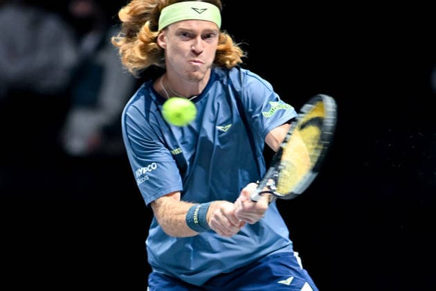 SHENZHEN, CHINA - DECEMBER 27: Andrey Rublev returns a shot in the Men s Singles match against Valentin Vacherot of Monaco on day 2 of the 2025 World Tennis Continental Cup at Shenzhen Universiade Center on December 27, 2025 in Shenzhen, Guangdong Province of China.  Copyright: xVCGx 111612220949