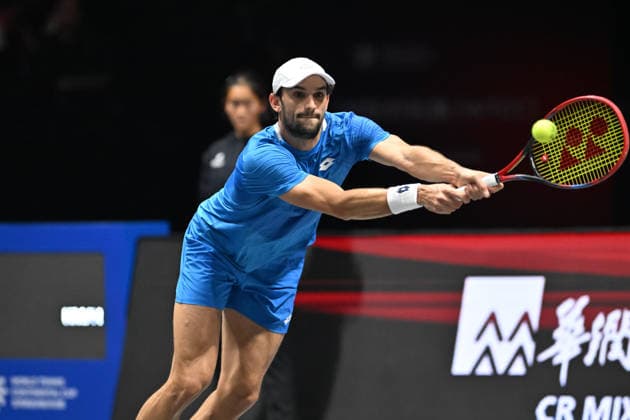 SHENZHEN, CHINA - DECEMBER 27: Valentin Vacherot of Monaco returns a shot in the Men s Singles match against Andrey Rublev on day 2 of the 2025 World Tennis Continental Cup at Shenzhen Universiade Center on December 27, 2025 in Shenzhen, Guangdong Province of China.  Copyright: xVCGx 111612220919