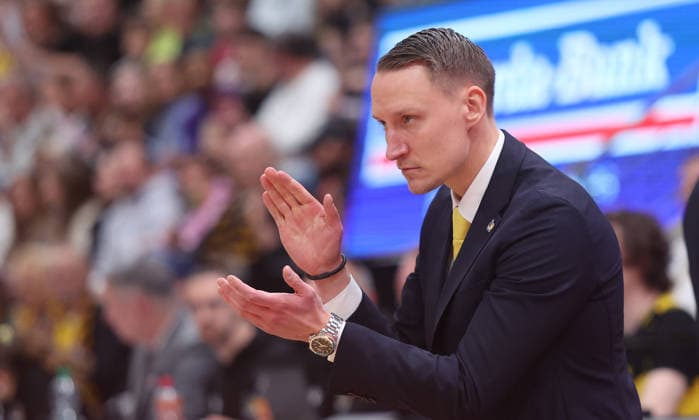 Ludwigsburg , easyCredit Basketball Bundesliga MHP Riesen Ludwigsburg vs Science City Jena , Coach Mikko Riipinen Riesen