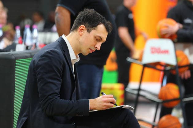 15 matchday of the Basketball 2 Bundesliga ProA in the Oberfrankenhalle in Bayreuth Season 2025 2026 BBC Bayreuth against Uni Baskets Münster Lukas Hofer BBC Bayreuth Coach