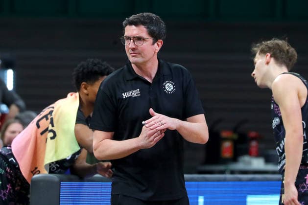 15 matchday of the Basketball 2 Bundesliga ProA in the Oberfrankenhalle in Bayreuth Season 2025 2026 BBC Bayreuth vs Uni Baskets Münster Götz Rohdewald Uni Baskets Münster Coach