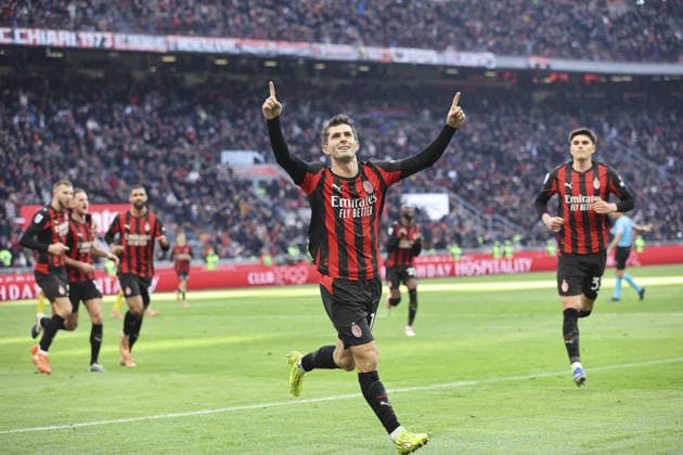Christian Pulisic of AC Milan. celebrates after scoring during AC Milan vs Hellas Verona FC, 17Â° Serie A Enilive 2025-26 game at Giuseppe Meazza - San Siro stadium in Milano (MI), Italy, on Dicember 28, 2025.  Copyright: xDavidexCasentini IPAxSportx xipa-agency.netx xx IPA_69512654 IPA_Agency_IPA69512654