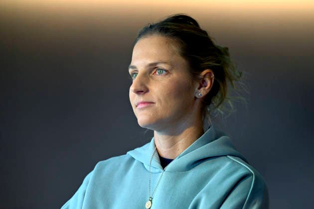 Tennis players Jiri Lehecka (not seen) and Karolina Pliskova, photo, met with journalists before their departure for Australia and the start of the new tennis season on December 28, 2025. (CTKxPhoto KaterinaxSulova) CTKPhotoP2025122802377  CTKPhotoP2025122802377