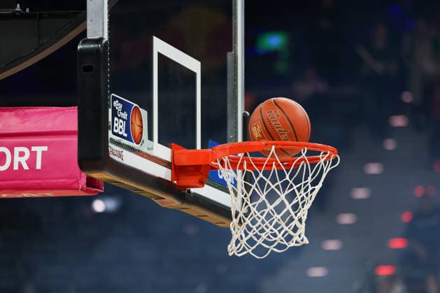 The easycredit BBL ball in the basket, GER, FC Bayern Basketball vs Vet Concept Gladiators Trier, Basketball, easycredit Basketball Bundesliga, Matchday 11, Season 2025 2026, 28 12 2025, GER, FC Bayern Basketball vs Vet Concept Gladiators Trier, Basketball, easycredit Basketball Bundesliga, Matchday 11, Season 2025 2026, 28 12 2025 Muenchen Copyright: xEibner-Pressefoto JennixMaulx EP_JML