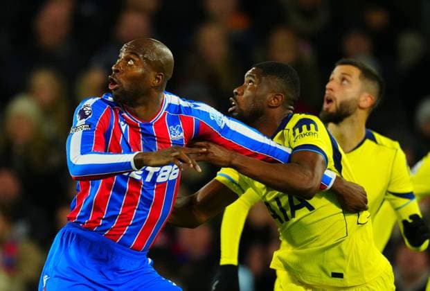 Jean-Philippe Mateta of Crystal Palace grapples with Kevin Danso of Tottenham Hotspur Crystal Palace v Tottenham Hotspur, Premier League, Football, Selhurst Park, London, UK - 28 Dec 2025London Selhurst Park United Kingdom EDITORIAL USE ONLY No use with unauthorised audio, video, data, fixture lists, club league logos or live services. Online in-match use limited to 120 images, no video emulation. No use in betting, games or single club league player publications. Copyright: xJavierxGarcia Shutterstockx 16213167t