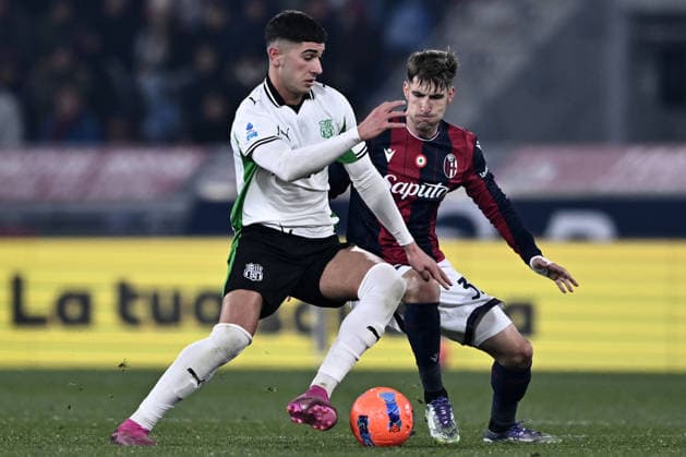 Mp Bologna 28 12 2025 - campionato di calcio serie A Bologna-Sassuolo foto Matteo Papini Image nella foto: Cristian Volpato-Juan Miranda 