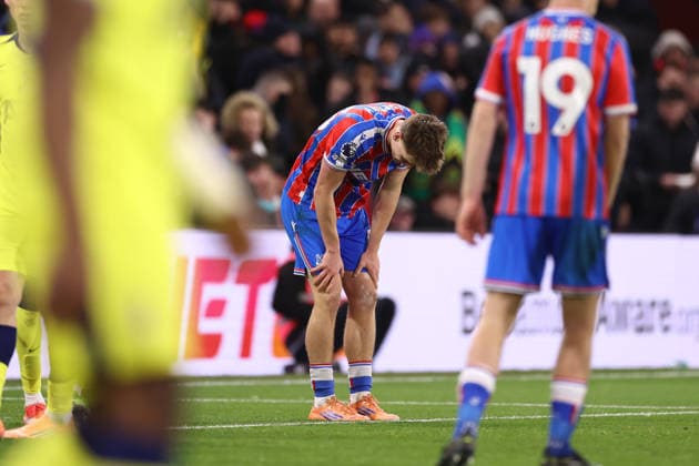 Crystal Palace gegen Tottenham Hotspur 28. Dezember 2025, London Premier League Fußball Crystal Palace gegen Tottenham Hotspur Justin Devenny von Crystal Palace reagiert nach einer verpassten Chance Foto Jacques Feeney Abseits London UK  Copyright: xJacquesxFeeneyx xOffsidexOffside