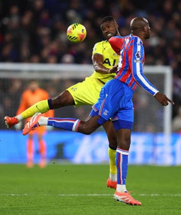 London, England, 28th December 2025. Kevin Danso of Tottenham Hotspur and Jean-Philippe Mateta of Crystal Palace challenge for the ball during the Crystal Palace vs Tottenham Hotspur Premier League match at Selhurst Park, London. Picture credit should read: Paul Terry Sportimage EDITORIAL USE ONLY. No use with unauthorised audio, video, data, fixture lists, club league logos or live services. Online in-match use limited to 120 images, no video emulation. No use in betting, games or single club league player publications. SPI_030_PT_Crystal_Palace_Tottenham SPI-4399-0030