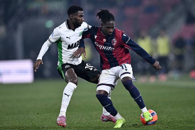 Mp Bologna 28 12 2025 - campionato di calcio serie A Bologna-Sassuolo foto Matteo Papini Image nella foto: Alieu Fadera-Jonathan David Rowe 