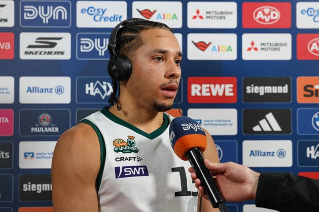 Jordan Roland Vet Concept Gladiators Trier, 15 at the post-match interview, GER, FC Bayern Basketball vs Vet Concept Gladiators Trier, Basketball, easycredit Basketball Bundesliga, Matchday 11, Season 2025 2026, 28 12 2025, GER, FC Bayern Basketball vs Vet Concept Gladiators Trier, Basketball, easycredit Basketball Bundesliga, Matchday 11, Season 2025 2026, 28 12 2025 Munich Copyright: xEibner-Pressefoto JennixMaulx EP_JML