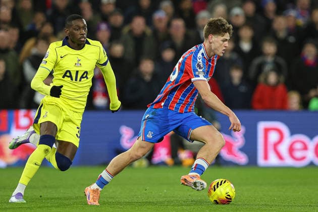 28th December 2025; Selhurst Park, Selhurst, London, England; Premier League Football, Crystal Palace versus Tottenham Hotspur; Justin Devenny of Crystal Palace on the ball  IanxStephen