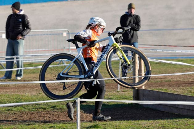 28 12 2025 Cycling Darmstadt Cyclo Cross Race at the Radrennbahn in preparation for the DM German Championships in Bensheim 10 11 1 202 here Elite Masters Women Race number 21 Liv Hackbarth Siena Garden Racing Women Darmstadt Hesse Germany