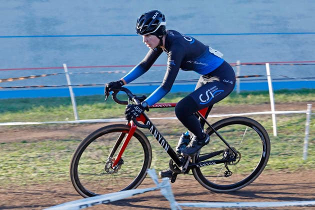 28 12 2025 Cycling Darmstadt Cyclo Cross race at the cycling track in preparation for the DM German Championships in Bensheim 10 11 1 202 here Elite Women Start number 1 Estelle Petithory AC Bischwiller Darmstadt Hesse Germany