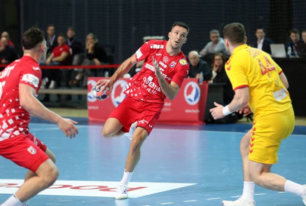 Croatia v North Macedonia: Friendly match Leon Ljevar of Croatia in action during the friendly handball match between Croatia and North Macedonia at Zatika Hall od December 28, 2025. in Porec, Croatia.  SasaxMiljevic PIXSELL