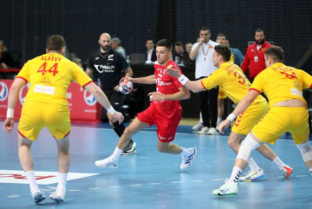 Croatia v North Macedonia: Friendly match Leon Ljevar of Croatia in action during the friendly handball match between Croatia and North Macedonia at Zatika Hall od December 28, 2025. in Porec, Croatia.  SasaxMiljevic PIXSELL