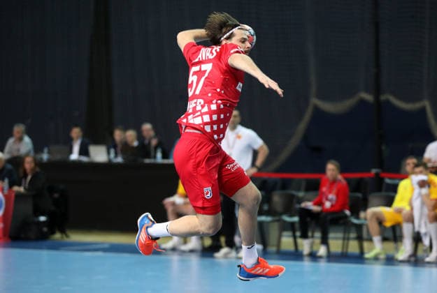 Croatia v North Macedonia: Friendly match Filip Glavas of Croatia shoots during the friendly handball match between Croatia and North Macedonia at Zatika Hall od December 28, 2025. in Porec, Croatia.  SasaxMiljevic PIXSELL