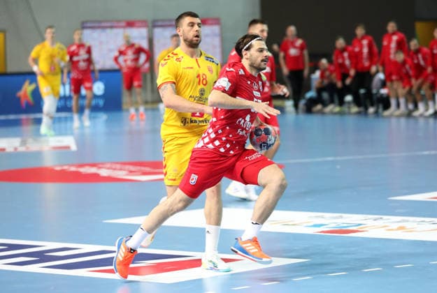 Croatia v North Macedonia: Friendly match Filip Glavas of Croatia in action during the friendly handball match between Croatia and North Macedonia at Zatika Hall od December 28, 2025. in Porec, Croatia.  SasaxMiljevic PIXSELL