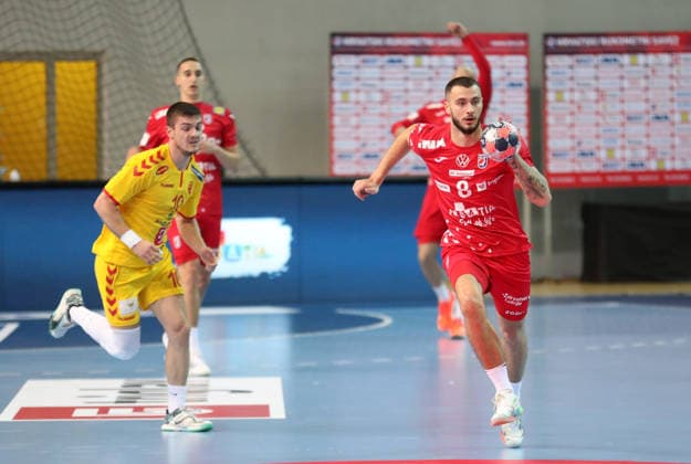 Croatia v North Macedonia: Friendly match Matej Svrznjak of Croatia in action during the friendly handball match between Croatia and North Macedonia at Zatika Hall od December 28, 2025. in Porec, Croatia.  SasaxMiljevic PIXSELL
