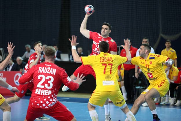 Croatia v North Macedonia: Friendly match Ante Ivankovic of Croatia in action during the friendly handball match between Croatia and North Macedonia at Zatika Hall od December 28, 2025. in Porec, Croatia.  SasaxMiljevic PIXSELL