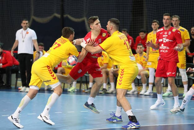 Croatia v North Macedonia: Friendly match Matko Moslavac of Croatia in action during the friendly handball match between Croatia and North Macedonia at Zatika Hall od December 28, 2025. in Porec, Croatia.  SasaxMiljevic PIXSELL