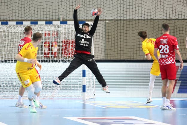Croatia v North Macedonia: Friendly match Dino Slavic of Croatia during the friendly handball match between Croatia and North Macedonia at Zatika Hall od December 28, 2025. in Porec, Croatia.  SasaxMiljevic PIXSELL