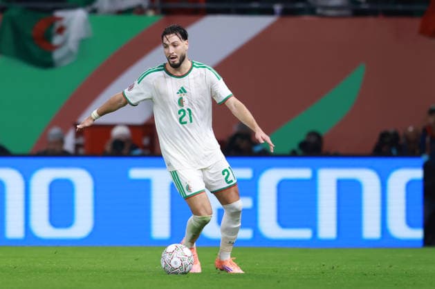 Morocco, Rabat - 28 December 2025 - Ramy Bensebaini of Algeria national team, Nationalteam during the Africa Cup of Nations 2025 match of group E between Algeria national team and Burkina Faso national team at Stade Prince Moulay el Hassan in Rabat. AFCON 2025 - Algeria vs. Burkina Faso Copyright: xSFSIx