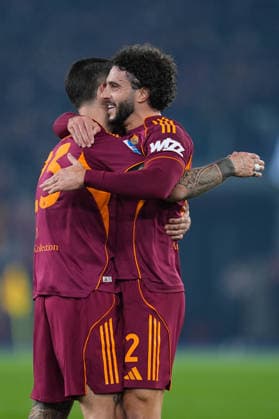 December 29, 2025, Rome, Rome, Italy: Mario Hermoso and Gianluca Mancini of AS Roma celebrate a goal scored by Manu Kone of AS Roma during the Serie A football match played between AS Roma and Genoa CFC at Stadio Olimpico on December 29, 2025, in Rome, Italy. Rome Italy - ZUMAa181 20251229_zaa_a181_105 Copyright: xDennisxAgyemanx