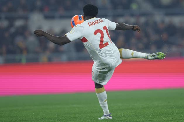 CALCIO - Serie A - AS Roma vs Genoa CFC Rome, Italy - December 29, 2025: Jeff Ekhator of Genoa C.F.C. score the goal and celebrate during the Serie A Enilive 2025-2026 football match between AS Roma vs Genoa CFC at Olympic Stadium. Rome Italy  Copyright: xIPAxSport ABACAx