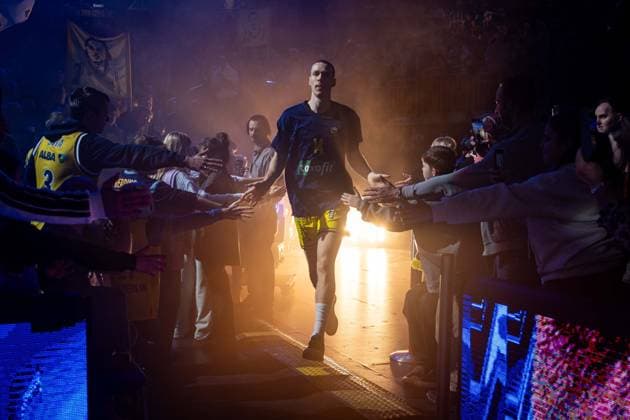 Basketball Berlin 29.12.2025 Saison 2025 2026 EasyCredit BBL 1. Bundesliga Männer, Herren Alba Berlin - MHP RIESEN Ludwigsburg Teamvorstellung Alba Martynas Echodas (Alba Berlin, No.14)