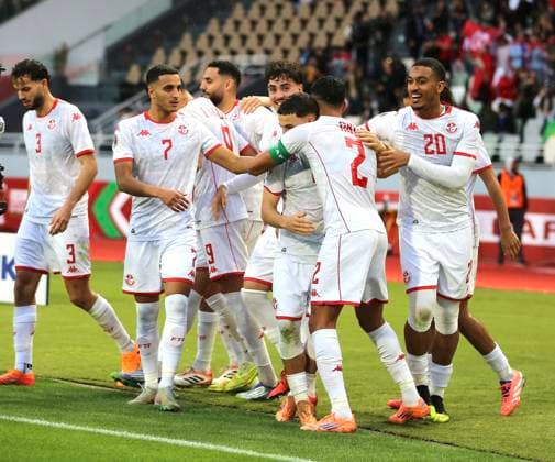 CAF 2025 - Tunisia vs Tanzania Tunisia s midfielder 11 Ismael Gharbi celebrates his goal during the Africa Cup of Nations (CAN) Group C football match between Tanzania and Tunisia at Rabat Olympic Stadium in Rabat, Morocco, on December 30, 2025. Photo by Hamza Bouhara ABACAPRESS.COM Rabat Morocco  Copyright: xBouharaxHamza ABACAx