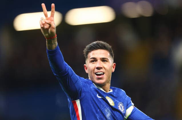 Chelsea v Bournemouth, English Premier League, Stamford Bridge, London, UK - 30 12 2025 Enzo Fernandez of Chelsea celebrates scoring their second goal during the Premier League home game against Bournemouth London Stamford Bridge London GBR, UK NEWSPAPERS OUT Copyright: xMarkxGreenwoodx