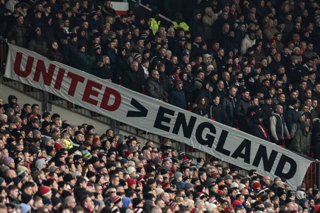 Premier League Manchester United, ManU v Wolverhampton Wanderers United England banner during the Premier League match Manchester United vs Wolverhampton Wanderers at Old Trafford, Manchester, United Kingdom, 30th December 2025 (Photo by Mark Cosgrove News Images) Manchester Old Trafford Greater Manchester United Kingdom Copyright: xMarkxCosgrove NewsxImagesx