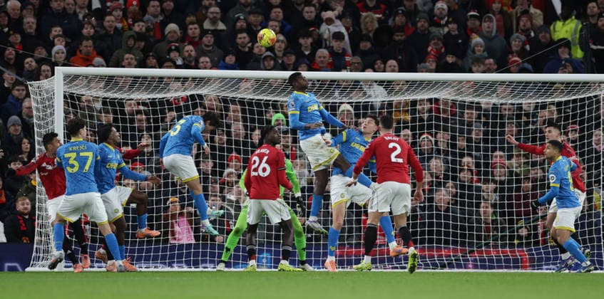 30th December 2025; Old Trafford, Manchester, England; Premier League Football, Manchester United, ManU versus Wolverhampton Wanderers; Yerson Mosquera of Wolverhampton Wanderers clears with a header  RogerxEvans