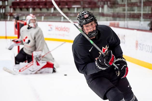 December 30, 2025, Minneapolis, Mn, Canada: Canadian defenceman Keaton Verhoeff (20) practises at the world junior hockey championship in Minneapolis on Tuesday, Dec. 30, 2025. Canada News - December 30, 2025  - ZUMAc35_ 20251230_zaf_c35_026 Copyright: xChristopherxKatsarovx
