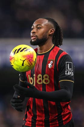 Chelsea gegen Bournemouth 30. Dezember 2025, London Premier League Fußball Chelsea gegen AFC Bournemouth Antoine Semenyo von Bournemouth Foto Charlotte Wilson Abseits London UK  Copyright: xCharlottexWilsonx xOffsidexOffside