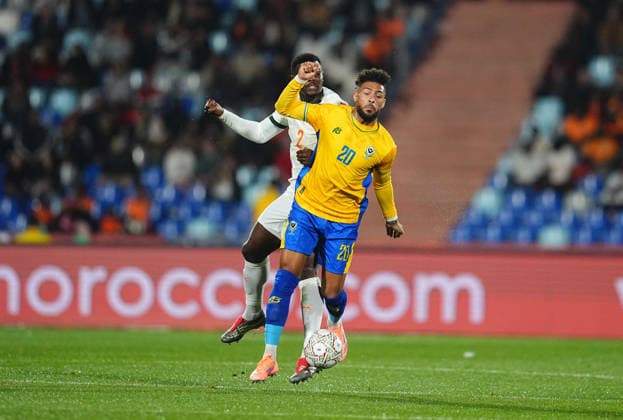 Ousmane Diomande Côte d Ivoire and Athanas Dônis Bouana Gabon battle for the ball during the Africa Cup Of Nations match between Gabon and Ivory Coast at Marrakesh Stadium on December 31, 2025 in Marrakech, Morocco Photo by Thor Wegner DeFodi Images