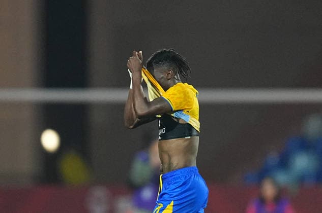 Clech Ruben Loufilou Ndella Gabon with post game despair during the Africa Cup Of Nations match between Gabon and Ivory Coast at Marrakesh Stadium on December 31, 2025 in Marrakech, Morocco Photo by Thor Wegner DeFodi Images