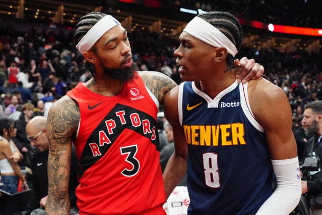 December 31, 2025, Toronto, On, CANADA: Toronto Raptors forward Brandon Ingram (3) speaks with Denver Nuggets guard Peyton Watson (8) after NBA, Basketball Herren, USA action in Toronto on Wednesday December 31, 2025. Canada News - December 31, 2025  - ZUMAc35_ 20251231_zaf_c35_072 Copyright: xFrankxGunnx