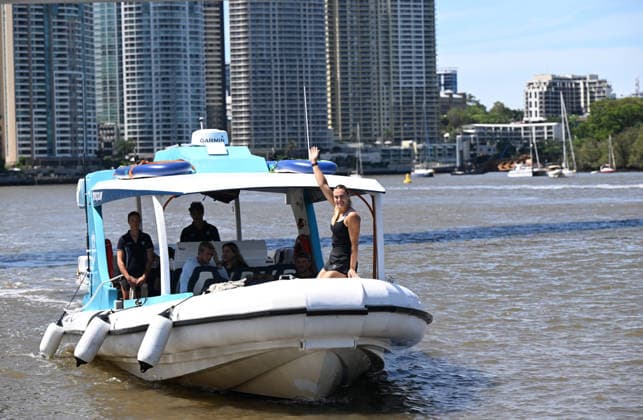 TENNIS ARYNA SABALENKA BRISBANE RIVER CRUISE, World No.1 tennis player Aryna Sabalenka cruises the Brisbane River on a boat ahead of the Brisbane International at City Botanic Gardens River Hub in Brisbane, Queensland, Thursday, January 1, 2026. ( NO ARCHIVING Brisbane Queensland Australia  Copyright: xDarrenxEnglandx 20260101192493250734
