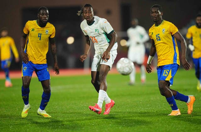 Yan Diomande Ivory Coast controls the ball during the Africa Cup Of Nations match between Gabon and Ivory Coast at Marrakesh Stadium on December 31, 2025 in Marrakech, Morocco Photo by Thor Wegner DeFodi Images