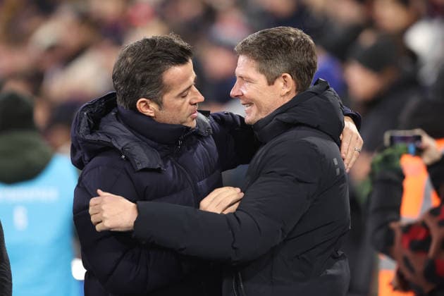 1st January 2026; Selhurst Park, Selhurst, London, England; Premier League Football, Crystal Palace versus Fulham; Pre-match managers embrace between Fulham manager Marco Silva and Crystal Palace manager Oliver Glasner  KatiexChan